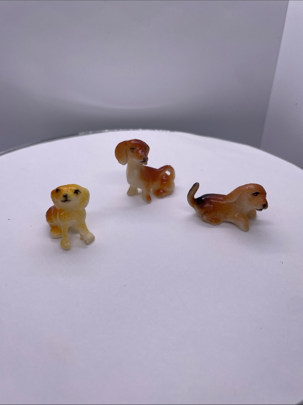Mini dachshund plastic Figurine Set of three